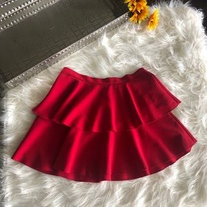 Zara Red Tiered Mini Skirt Size L